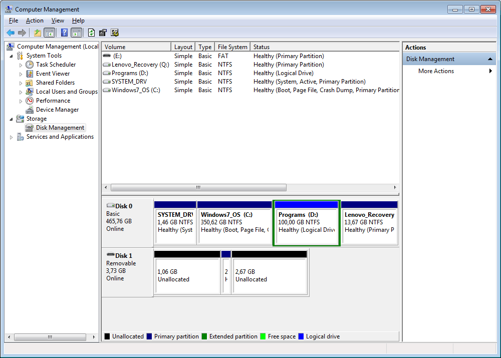 USB Drive Partitions Info