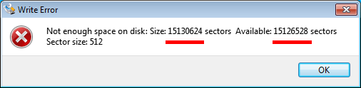 Disk Image Error